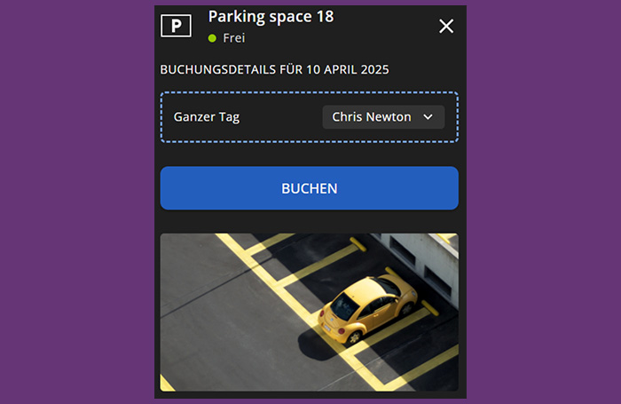 Workspace Management_Parkplatz Buchungsdetails